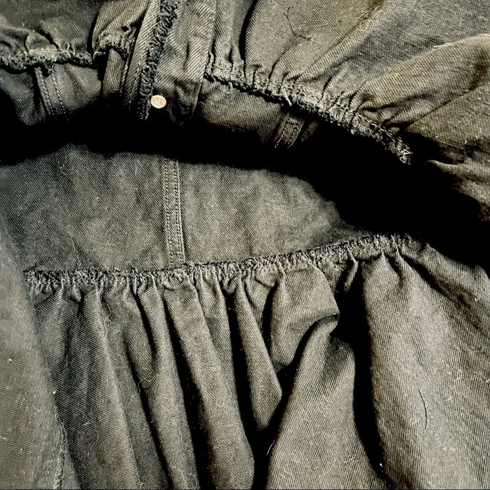Free People Black Raw-Edge Denim Jacket with Side Tie Details NWT - Picture 12 of 16